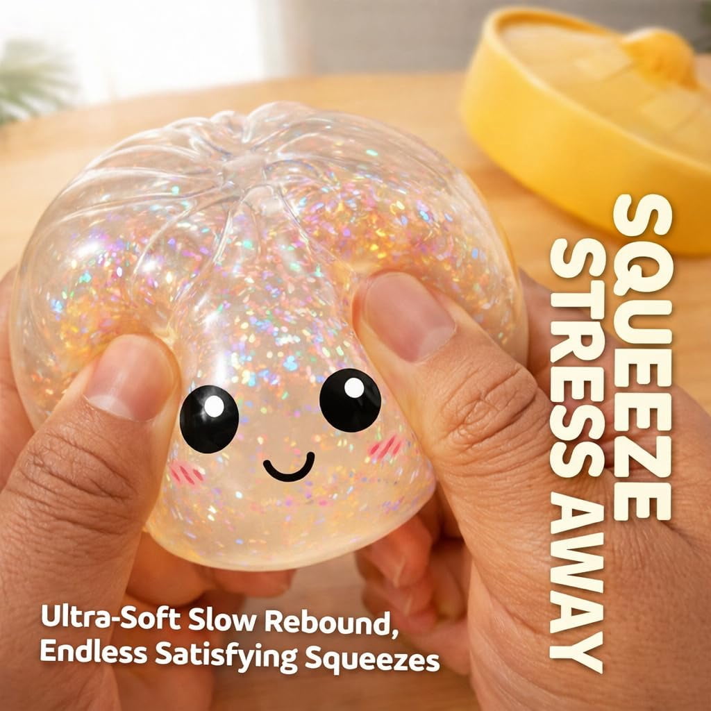 Dumpling Squishy, Glitter Random Colorful Dumplings Squishies with Box
