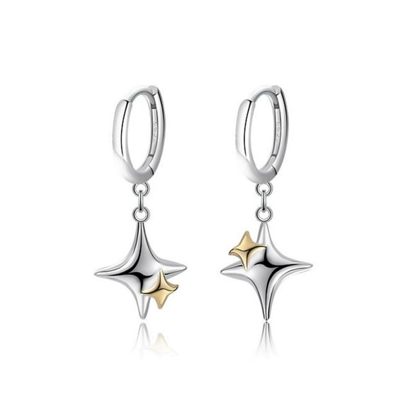 Bellitia Jewelry 925 Sterling Silver Star Earrings for Women, Cross Star Hoop Drop Earrings for Women, Lovely Anniversary, Birthday, Valentine’s Day Present
