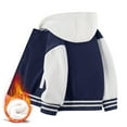 thumbnail image 2 of FAOWME Child Boys Girls Fall Warm Long Sleeved Color Block Baseball Hooded Coats Tops Dark Blue 2-3 Years, 2 of 5