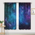 thumbnail image 2 of Kids Galaxy Outer Space Nebula Curtains 42W x 63L Inch Rod Pocket Blue Universe Planets Boys Girls Constellation Fantasy Starry Stars Trippy Bedroom Living Room Window Drapes Fabric 2 Panels, 2 of 6