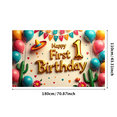 thumbnail image 3 of LUUFILx Colorful Birthday Backdrop Banner for 1st Birthday Decorations Party Supplies Celebration Background Photography Props Happy Birthday Fiesta Decor, 3 of 9