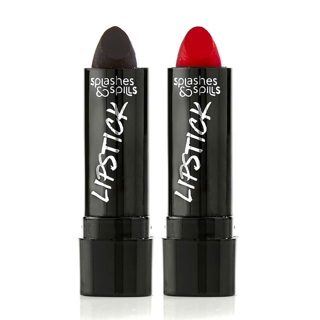 Lápiz labial Vivid Black and Red - Paquete de 2 - Color de labios translúcido atrevido sin brillo con acabado mate - Maquillaje y cosméticos de Splashes & Spills