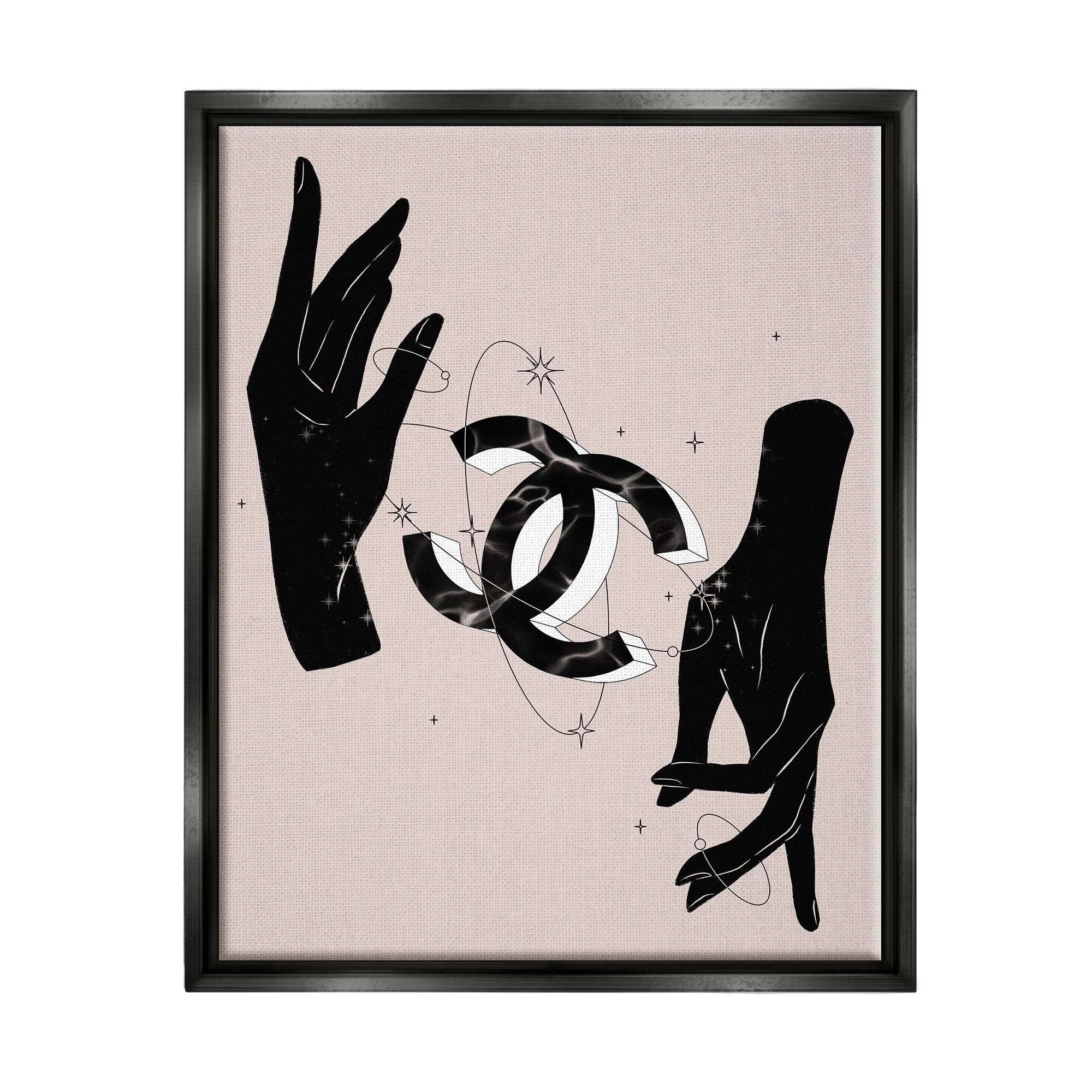 Stupell Industries Chic Hands Silhouette Surrounding Glam Fashion Emblem Graphic Art Metallic Gold Floating Framed Canvas Print Wall Art, Design by Ziwei Li