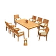thumbnail image 1 of Grade-A Teak Dining Set: 8 Seater 9 Pc: 83" Rectangle Table And 8 Maldives Arm Chairs Outdoor Patio WholesaleTeak #51ML1809, 1 of 6