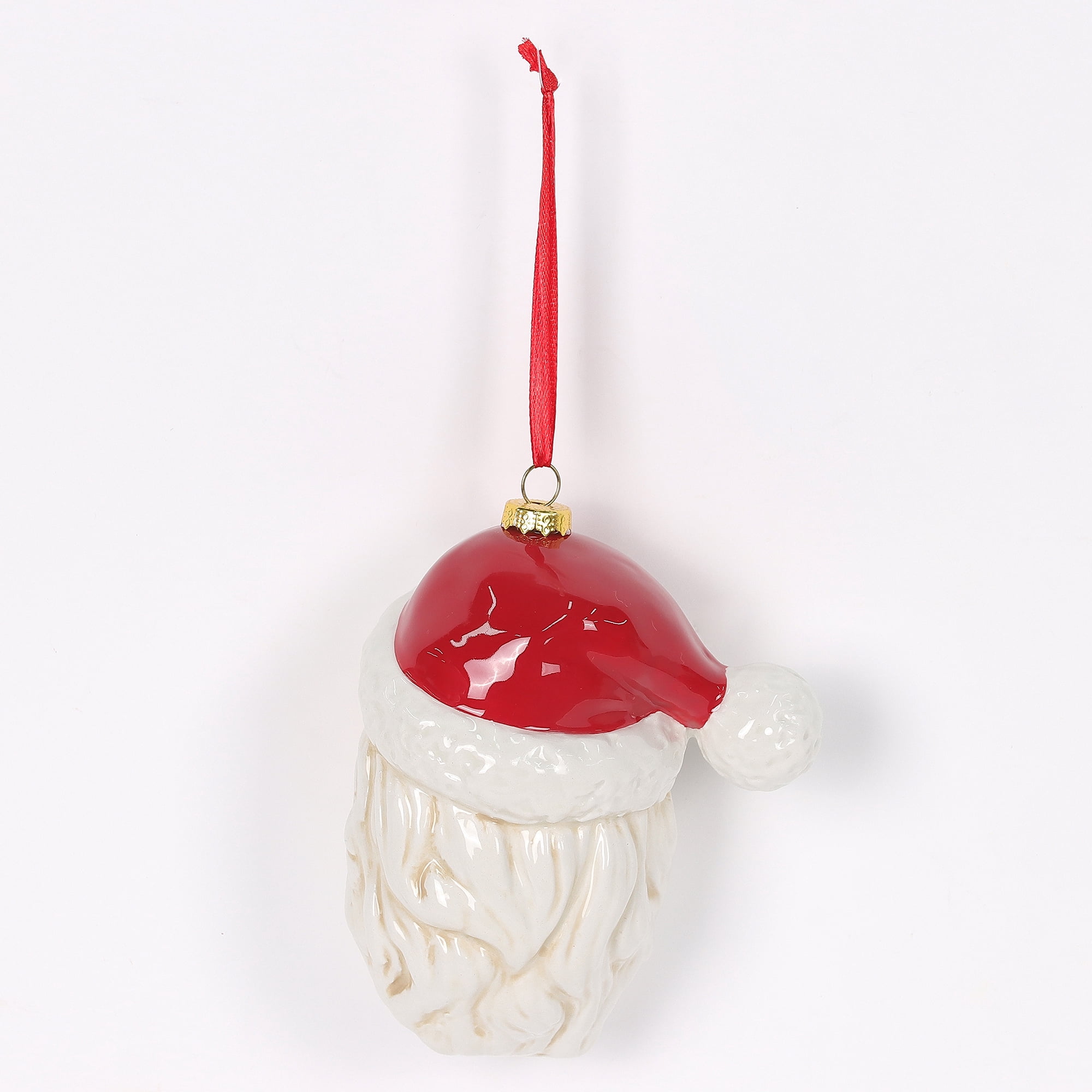 White and Red Ceramic Santa Christmas Ornament, 5.3", by Holiday Time