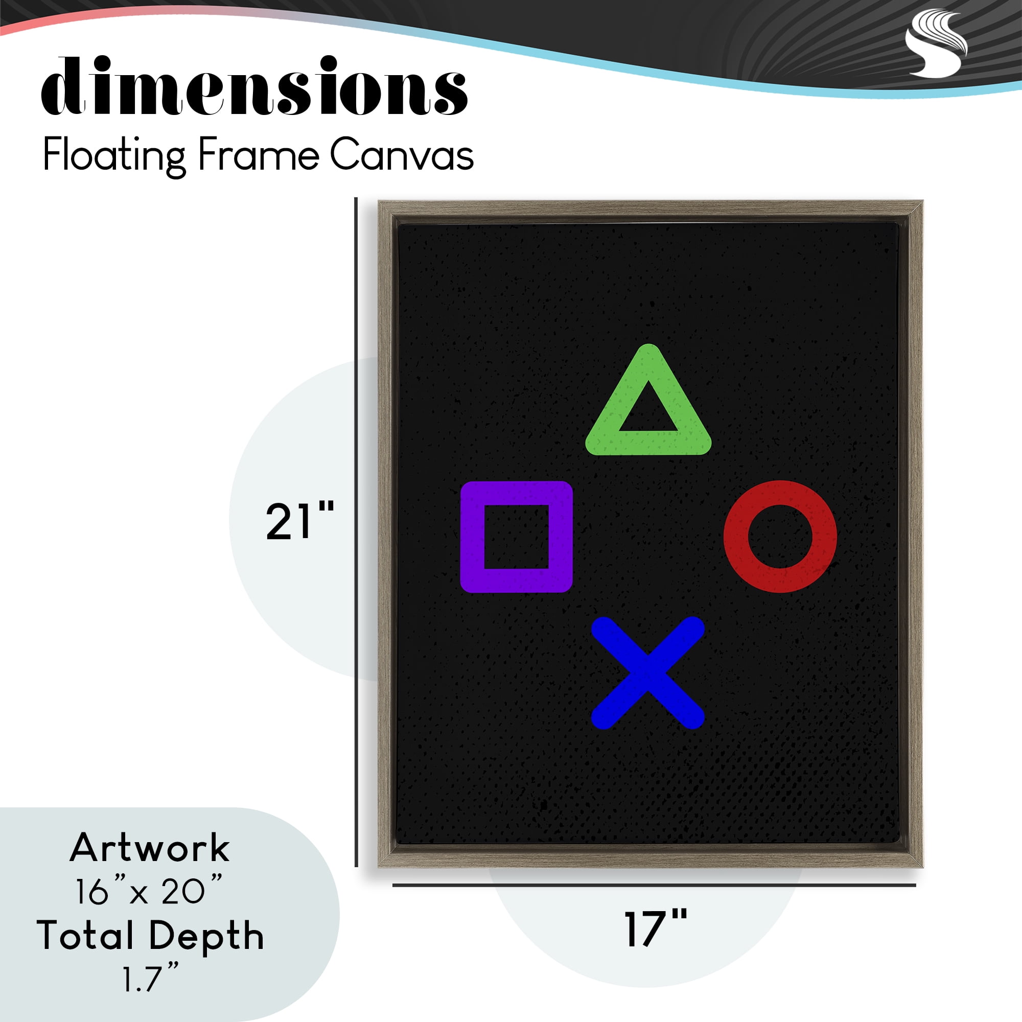 Game Button Shapes Brown Framed Floater Canvas Wall Art, design by Kim Allen