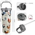 thumbnail image 4 of Steel Tumbler with Straw Vertical Handle Ice Flow Flip Tumbler 30 oz, Chicken Tumbler Insulated Water Bottle Easy for Carry, Good for Home/Office, Better for Travel/Car/Camp, 4 of 6