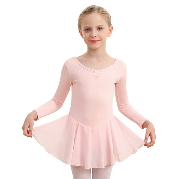 GYRATEDREAM Ballet Leotards for Girls Long Sleeve Toddler Dance Leotard Outfits with Skirt 3-10T(Little/Big Kid)
