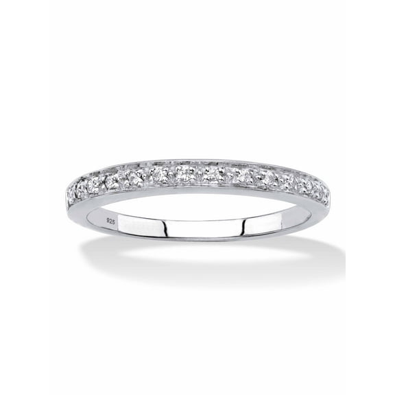 PalmBeach Jewelry Diamond Accent Single Row Ring Band in 18k Gold-Plated or Platinum-Plated Sterling Silver