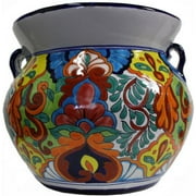 Medium-Sized Rainbow Mexican Colors Talavera Ceramic Garden Pot