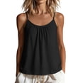thumbnail image 2 of TGSLY Gathered Scoop Neck Camisole for Women Lightweight Soft Solid Color Sleeveless Shirts Loose Fit Dressy Adjustable Spaghetti Strap Ruched Tank Tops L, 2 of 8