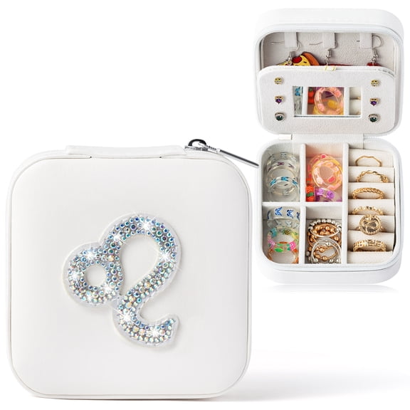 GROBRO7 Leo Jewellery Box Includes White Square Box Leo Sticker, 10*10*5cm Box for Women