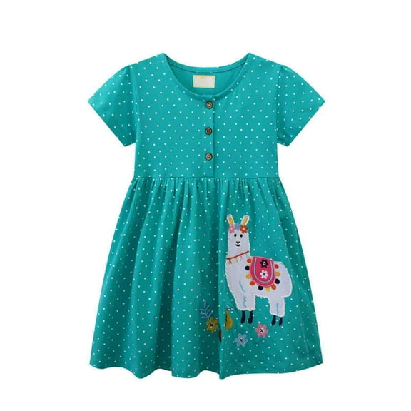 Utlike Girls Dresses Toddler Coton Embroidery Applique Short Sleeve Dresses Girls Holiday Sundress Size 1 Years-2 Years