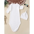 thumbnail image 2 of ITFABS Waffle Solid Color Long Sleeve Round Neck Sleeping Sack + Knotted Cap, 2 of 9