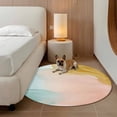 thumbnail image 3 of Abstract Beach Round Area Rugs 3 ft, Watercolor Teal Pink Brown Gradient Painting Washable Small Area Rug with Non-Slip Sturdy Edge Binding Round Front Door Mat Floor Carpet for Entryway, 3 of 9