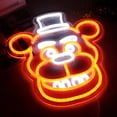 thumbnail image 2 of Five Nights at Freddy's/fnaf freddy neon signs for wall decor，LED Neon Lights for Bedroom，birthday、Christmas Gifts for kids 5V Power Adapter 12 * 13Inch(wite+orange), 2 of 5