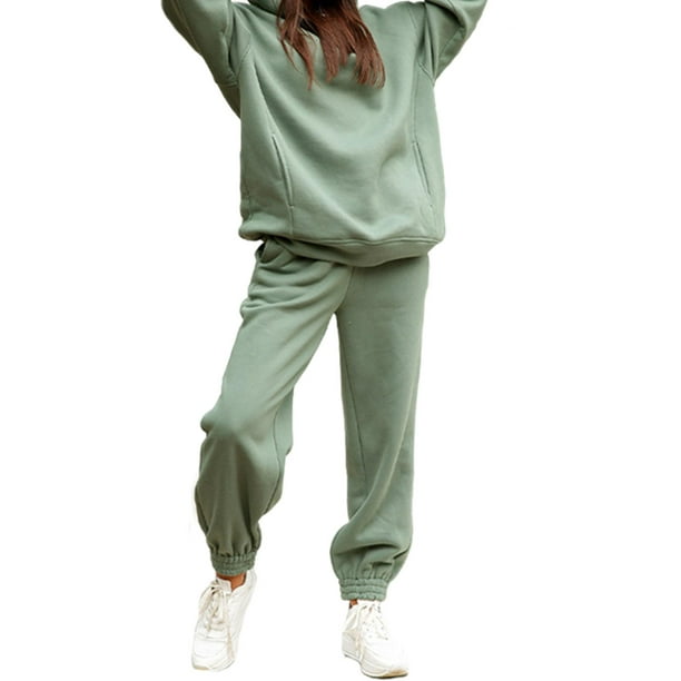Women's Tracksuit Sweatsuits Set Casual Hoodie Sweatshirt and Jogging  Sweatpants Green XL