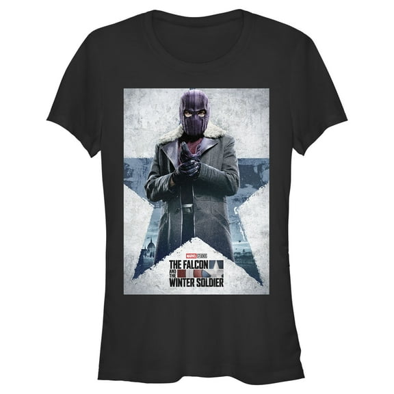 Junior's Marvel The Falcon and the Winter Soldier Baron Zemo Poster  Graphic Tee Black 2X Large