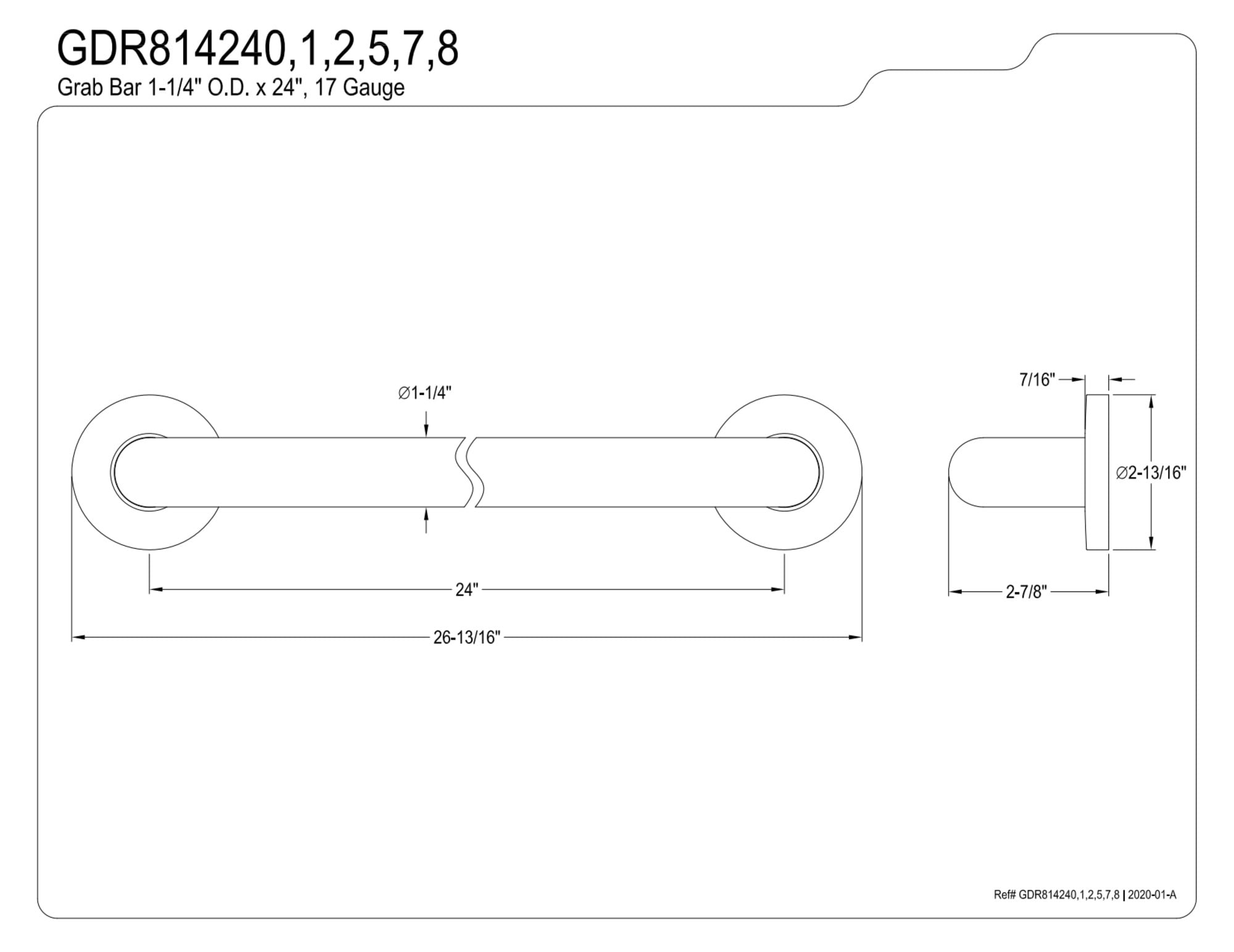 Kingston Brass GDR814245 Silver Sage 24" x 1-1/4" O.D. Brass ADA Grab Bar, Oil Rubbed Bronze