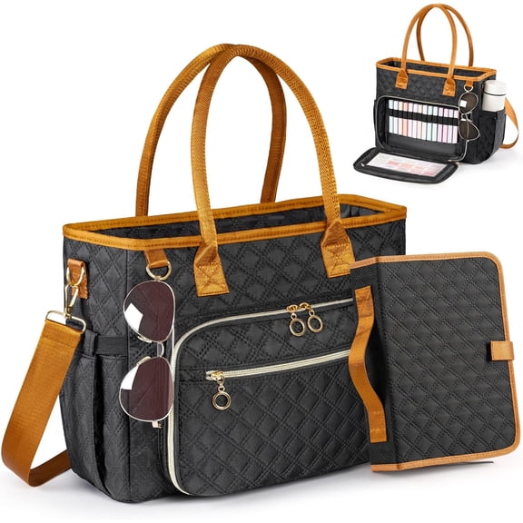Large Bible Bag with Cover Case for Women Quilted Church Tote Bags Study, Adjustable Shoulder Strap