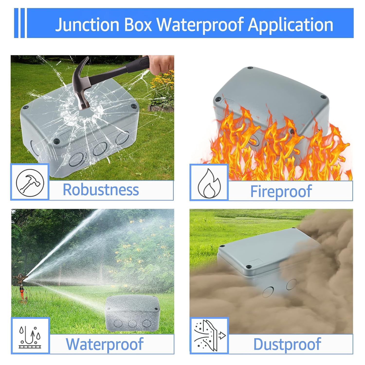 Outdoor Junction Box Waterproof,NineLeaf Outdoor Electrical Boxes Weatherproof with Reserved Holes,IP66 PVC/ABS Dustproof,4.9x3.3x2.3In(125x86x62MM),Watertight for Indoor Outdoor Use,9PK