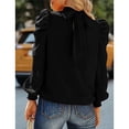 thumbnail image 4 of Camisa de manga abullonada, blusa de color puro con manga larga abombada para mujer, blusa de cuello alto, muy recomendada, 4 of 6