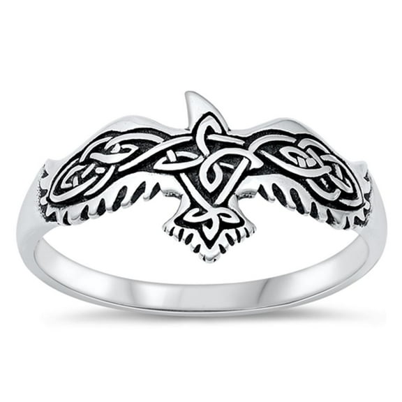 Celtic Eagle Hawk Falcon Ring .925 Sterling Silver Band Jewelry Female Male Unisex Size 10