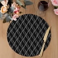 thumbnail image 3 of Black Moire Waves Round 13 Inch Placemats Set of 2, Modern Abstract Art Geometric HeatResistant Non Slip Place Mats for Dining Table, Wipeable Braided Kitchen Table Mats for Housewarming, 3 of 8