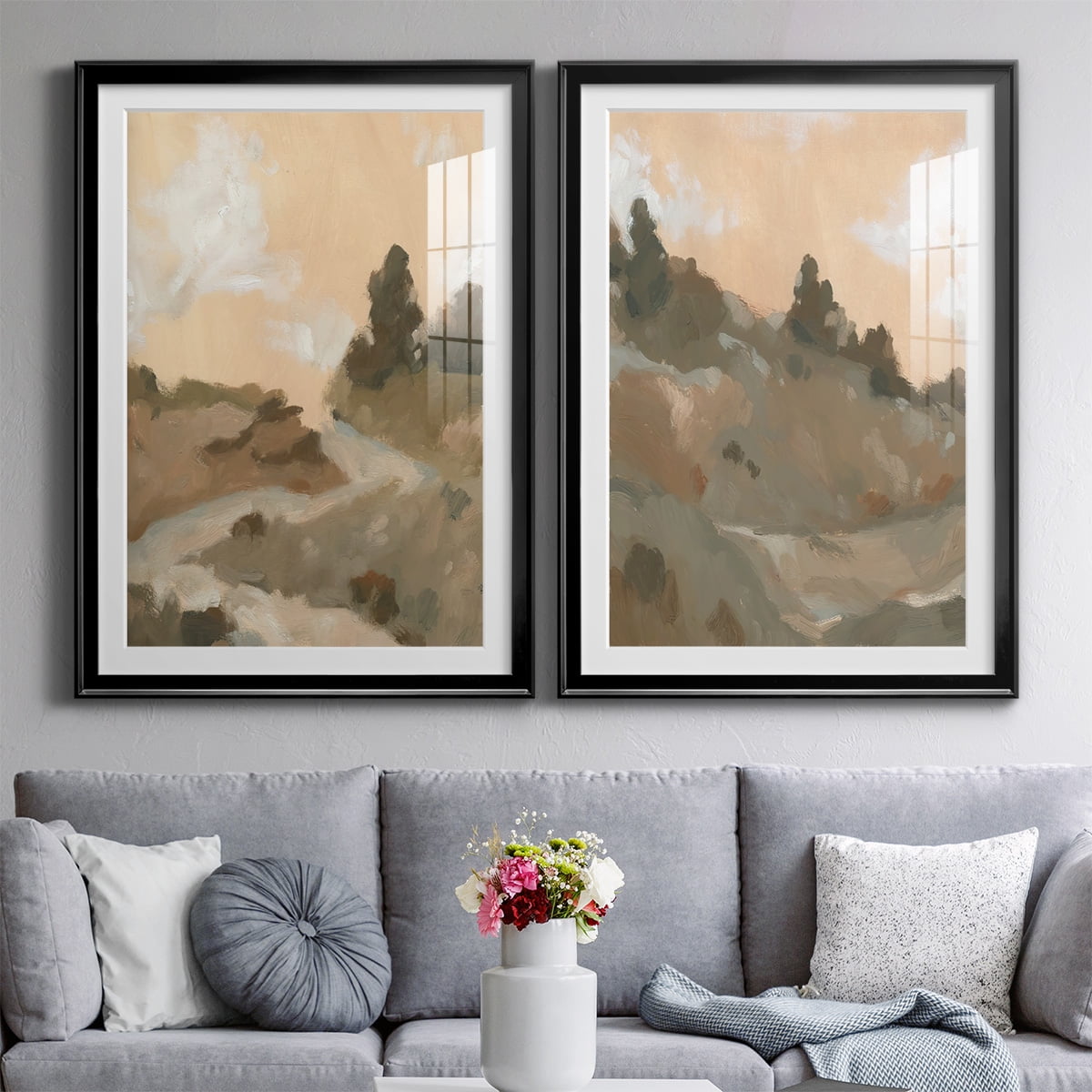 Wexford Home Hillside Walking Path I Premium Framed Print, 26.5" x 36.5" - Ready to Hang, Black (Set of 2)