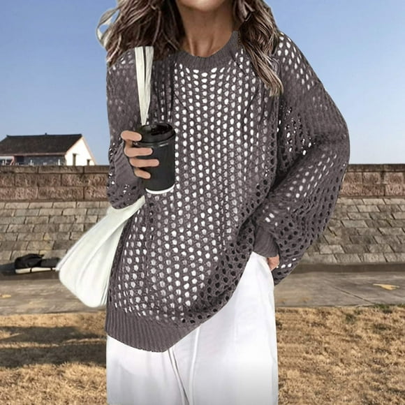 Amzcrzy Sweaters for Women Women's Solid Color Knitted Sweater Knitted Round Neck Hooded Sweater Pullover Top Womens Sweaters Jackets for Women Womens Long Sleeve Tops Womens Jacket Women's Clothing