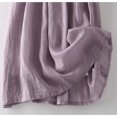 thumbnail image 5 of Womens Cotton Linen Dress Tunic Bow Tie Front 3/4 Sleeve Maxi Dress Casual Solid Color Pleated Crewneck Sundress, 5 of 5