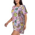 thumbnail image 2 of Lsque Cartoon Donuts Women's Short-Sleeved Pajama Set - 2 Piece Soft and Lightweight Sleepwear Set-X-Large, 2 of 9