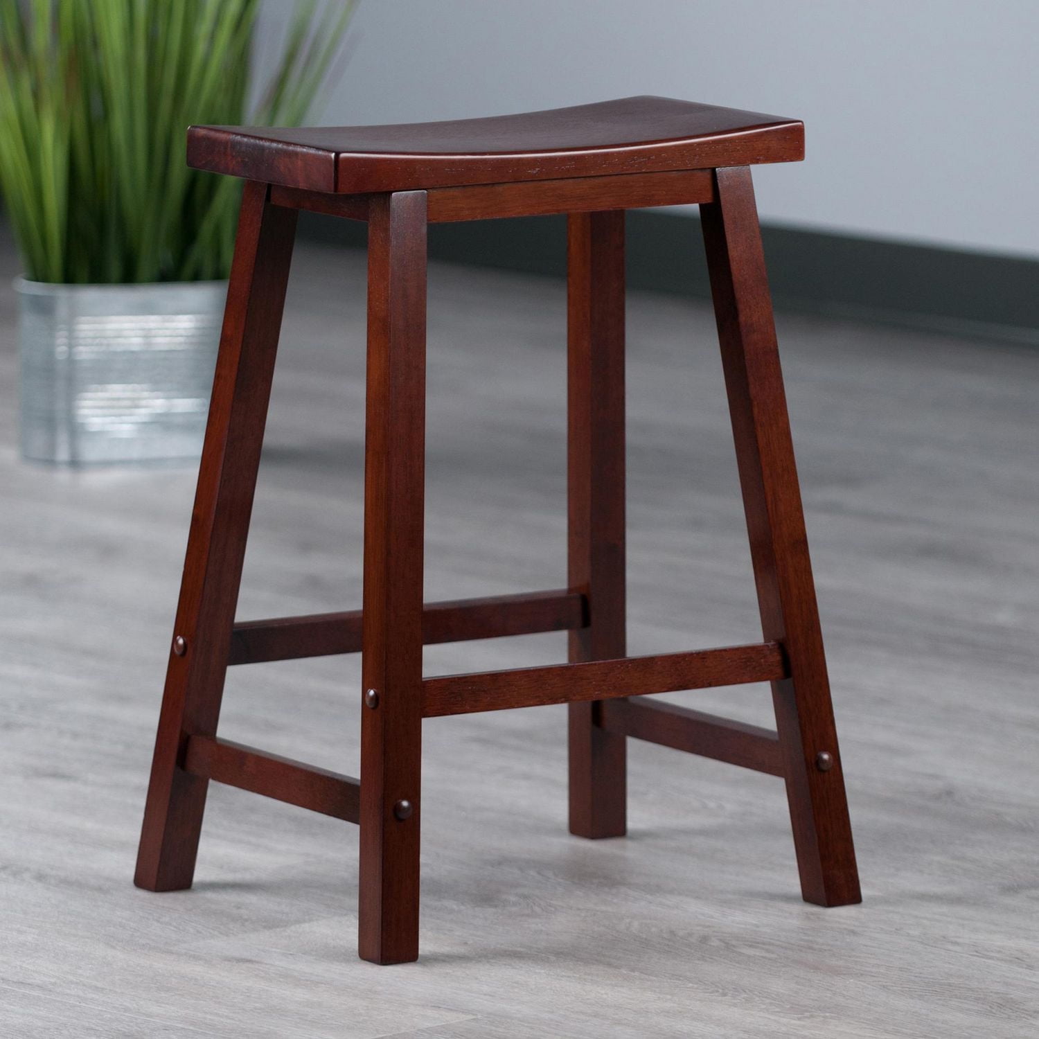 Winsome Satori Saddle Seat Counter Stool, Walnut