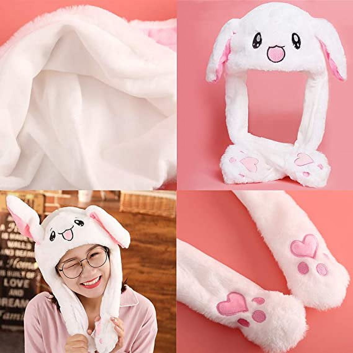 Chapeau Lapin Avec Oreilles Mobiles Et Pattes – En Peluche Douce, Pour Enfants Et Adultes | Pour Déguisement, Fête, Cosplay - 6