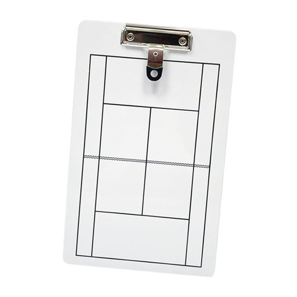 Tablero de entrenamiento de tenis con clip para bolígrafo, de doble cara, versátil, ligero, grabable, para sesiones de estrategia de equipo, portapape