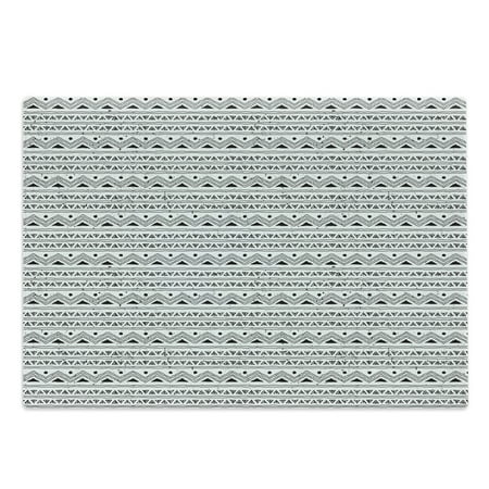 

Tribal Cutting Board Native Hand Drawn Sketchy Image with Geometric Triangle Borders Decorative Tempered Glass Cutting and Serving Board Large Size Black and White by Ambesonne