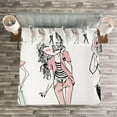 thumbnail image 3 of Ambesonne Fashion Quilted Bedspread Set 3 Pcs, Cartoon Teenagers, Queen Size, Pale Pink White Black, 3 of 3