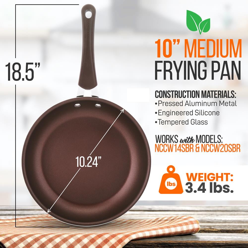 10'' Medium Fry Pan - Non-Stick High-Qualified Kitchen Cookware, Safe for Gas, Electric, Ceramic & Induction Counter Cooktops (Works with Models: NCCW14SBR & NCCW20SBR) - NutriChef NCCW14SBRMFP