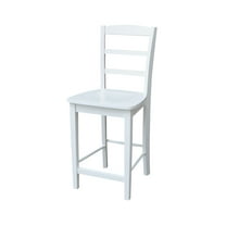 International Concepts Wood Madrid Ladder Back Counter Height Stool in White - 24" Seat Height