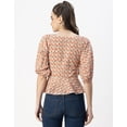 thumbnail image 4 of Moomaya Short Sleeves Sweetheart Neck Cotton Top - Women's Elegant Peplum Top, 4 of 9