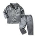 thumbnail image 2 of Odeerbi 6M-6Y Niños Niñas Pijama Satén Solapa Entallada Manga Larga Camisa Pantalones Conjunto Suave Sleepwear Dos-Pijamas de Dos Piezas, 2 of 4