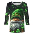 thumbnail image 2 of TaTaai St. Patrick's Day Women's Casual Print Round Neck 3/4 Sleeve T-Shirt Loose Top Gift, 2 of 5