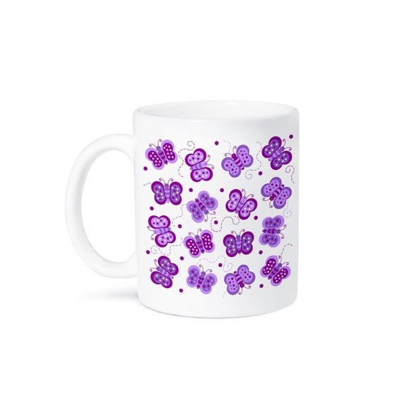3dRose, Pretty Purple Butterfly Print, 11oz Mug