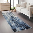 thumbnail image 1 of Modern Abstract Runner Rug – Washable, Mark Resistant, Non-Slip, Low Pile Carpet for Hallway, Kitchen, Bedroom, Laundry – Collapsible, Non-Shedding – Blue, 2x6ft (61x183cm), USA Stock, 1 of 7
