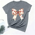 thumbnail image 3 of Womens Valentines Tshirts Cute Bow Valentine Day Graphic Tees Pullover Summer Short Sleeve Casual Tee Tops, M Gray, 3 of 6