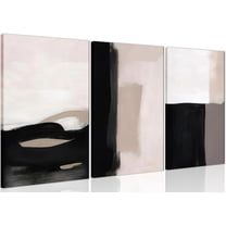 Hieng Abstract Canvas Wall Art Set Modern Beige Black and White Wall Decor, Neutral Abstract Artwork Poster Prints Painting for Living Room, Bedroom, Dining Room(Only canvas)
