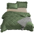 thumbnail image 6 of DNG Creations 1 Piece Ruffle Diamond Comforter All Season 550 GSM Full/Queen Size - 800 Threads Count, 100% Egyptian Cotton Solid Moss Colour, 6 of 7