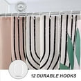 thumbnail image 2 of 72" x 72" Orange Boho Shower Curtain Mid Century Abstract Shower Curtain Set Modern Minimalist Aesthetic Arch Curve Plant Leaves Waterproof Bathroom Decor with 12 Hooks, 2 of 5