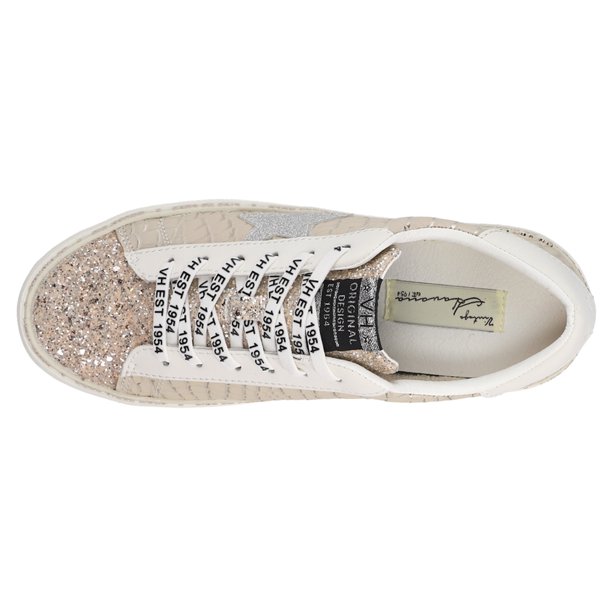 Vintage Havana Womens Maya Glitter Metallic Lace Up Athletic