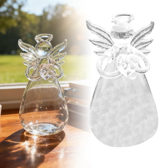 Clear Glass Angel Shaped Flower Vase Decorative Tabletop Floral Holder for Home Wedding Gift